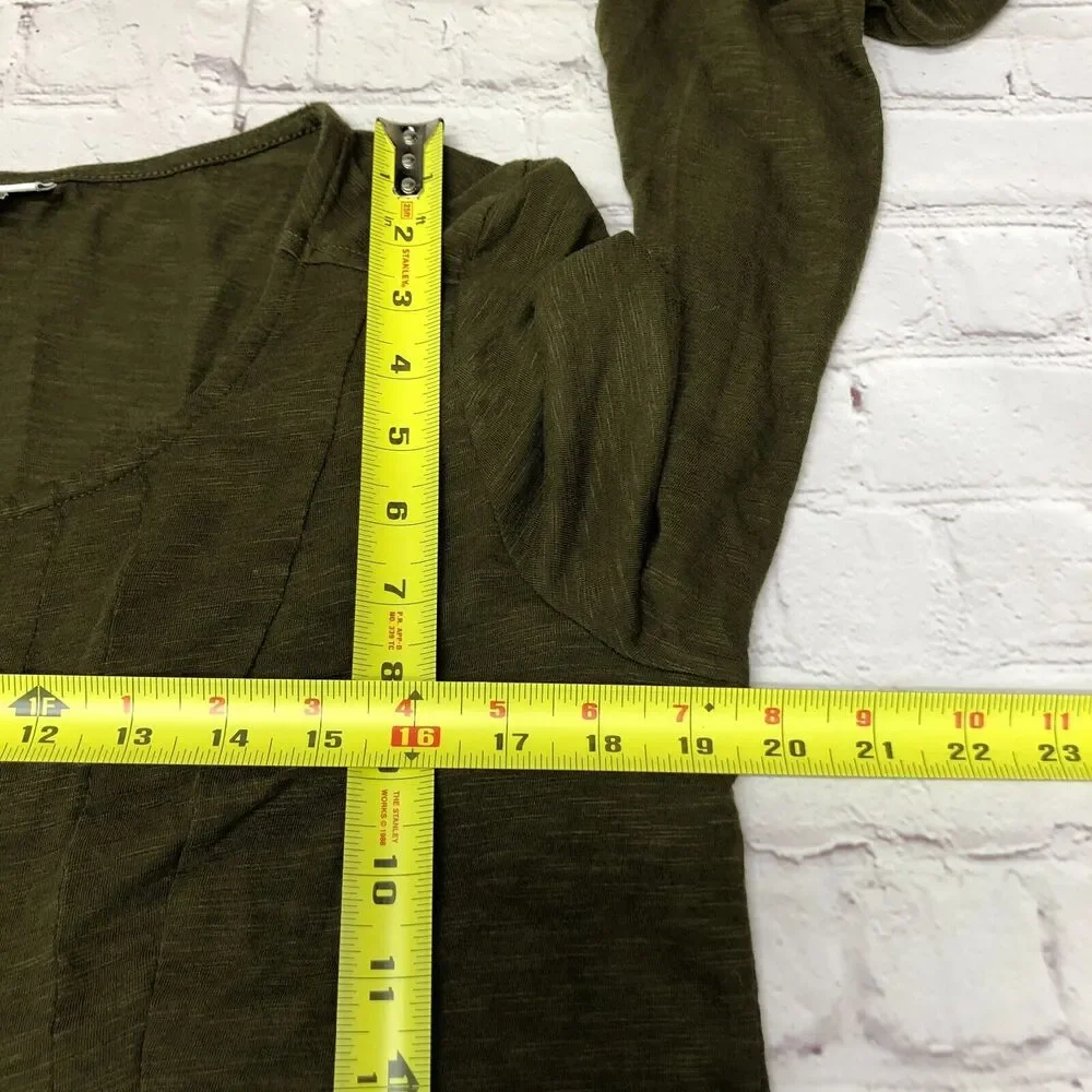 J Jill Women Long Sleeve Blouse Top Shirt Size Medium Petite Olive Green B305 -6 - Picture 4 of 13
